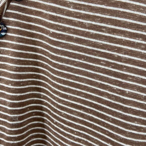 BKE Buckle V-Neck Knit Shirt Brown Cream Stripe Top Women's Size XS - Picture 14 of 14
